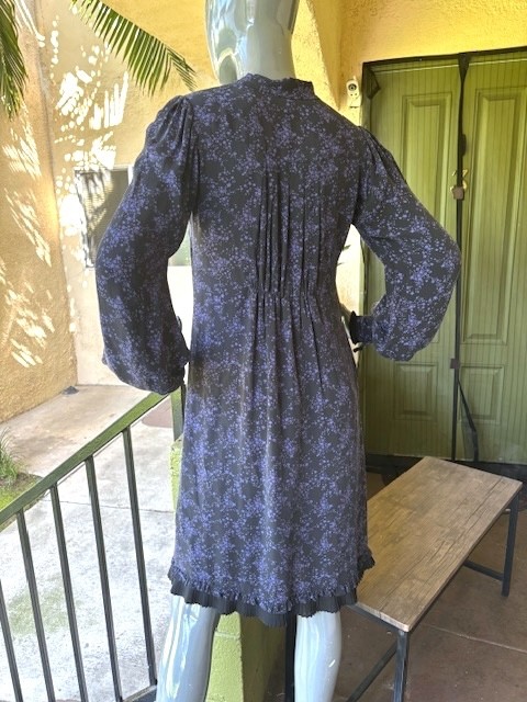 GHOST Vintage Long-Sleeve Silk Print Dress w/ Tie-Neck EUC/UK 10=US 6