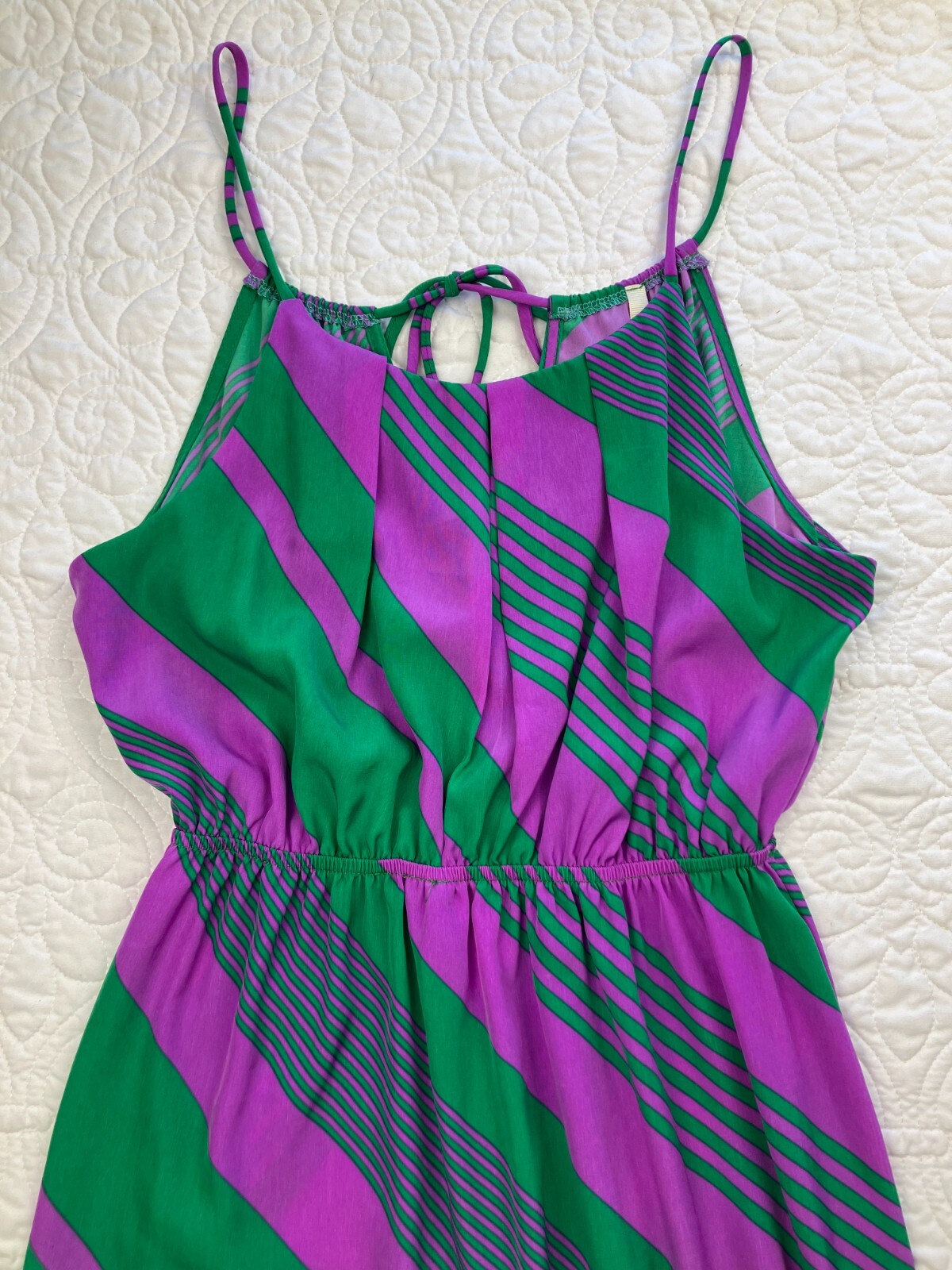 MiAmi sz SMALL Geometric Striped Sleeveless Straps Mini Dress Vintage Retro Look
