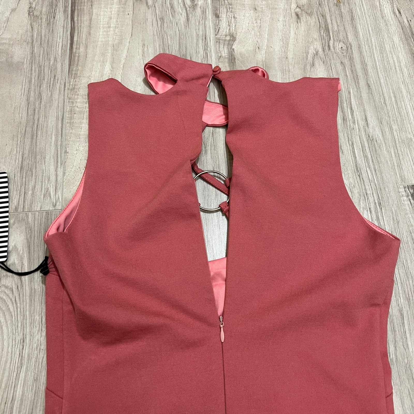 Haute Monde Womens Small Pink Cutout O-Ring Bodycon Mini Dress Choker Neck