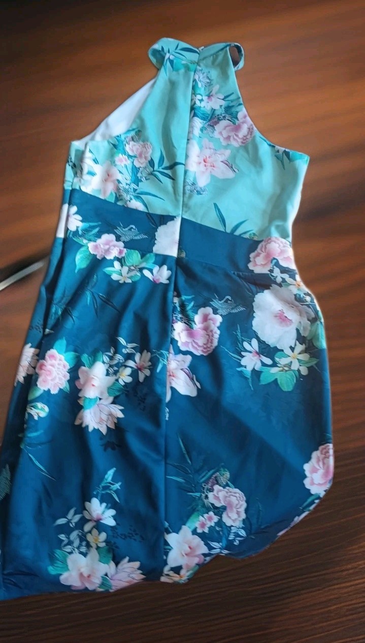 VENUS Halter Dress. Blue, Turquoise And Pink, Size L
