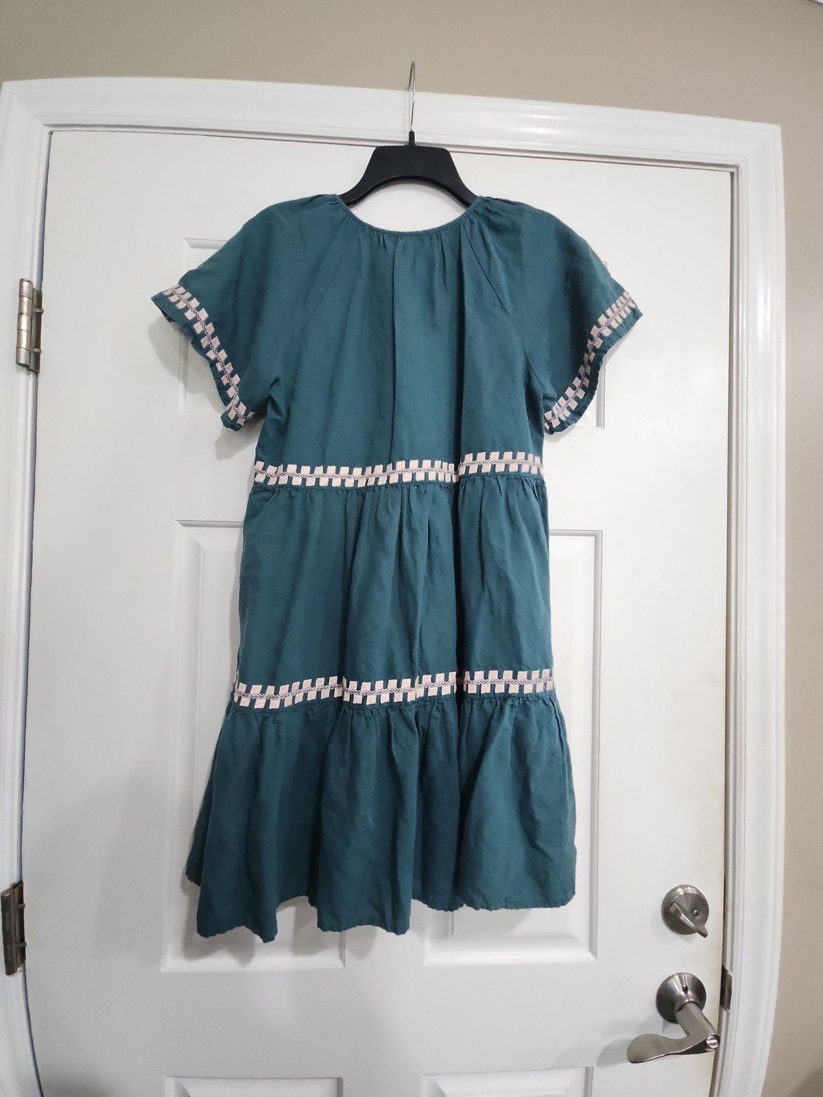 Madewell Embroidered Linen-Blend Flutter-Sleeve Tiered Mini Dress