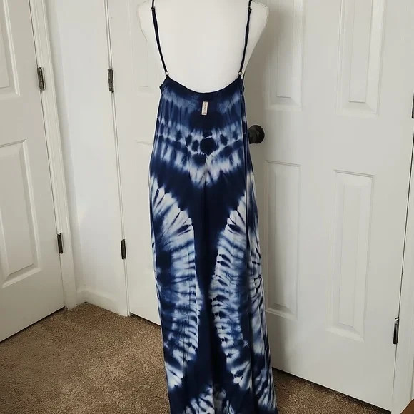 Gypsy05 Tie Dye Maxi Dress Blue Small 100% Cotton Womens