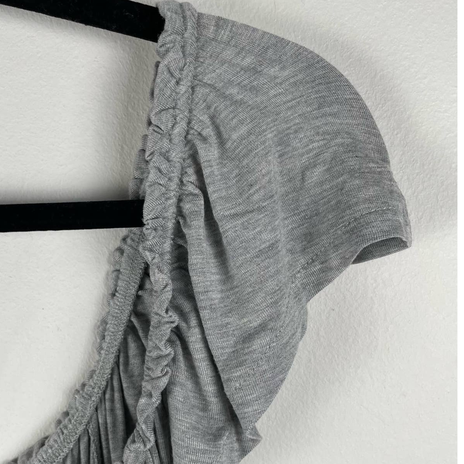 Nordstrom Maxi Dress Medium Gray Swing Tie Detail Peasant Flouncy Hem Minimalist