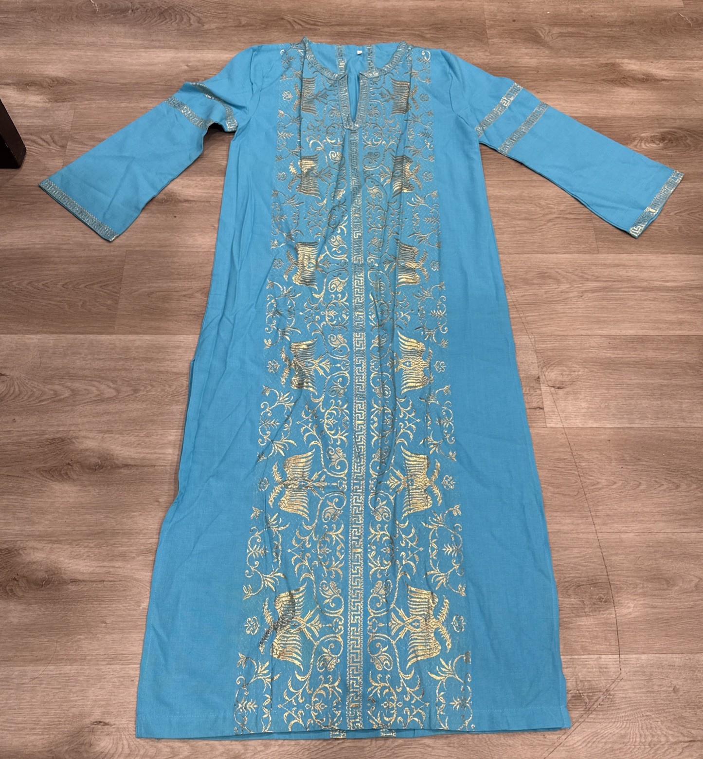 women’s gown dress. Greece with gold accents No labels see pics.-