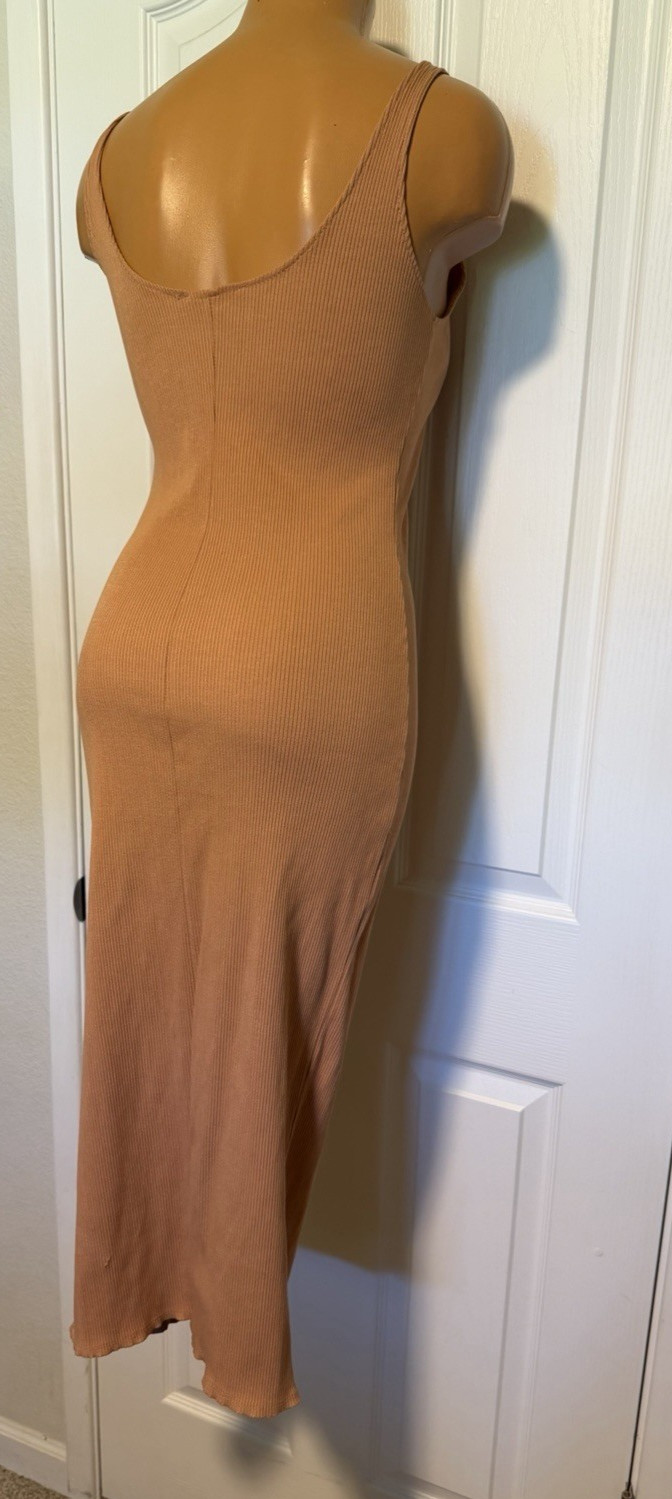 ROLLA COSTER CAMEL TAN RIBBED RAYON BODYCON WIGGLE DRESS SZ L