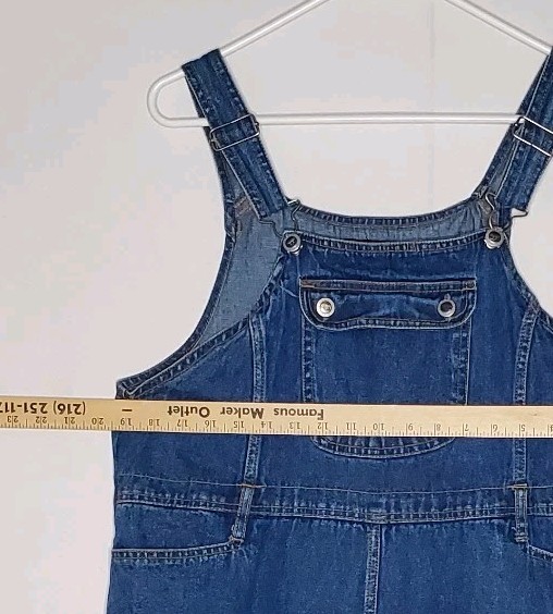Vtg Route 66 Bib Overalls Maxi Denim Dress 15/16 Grunge Modest 90s Y2K