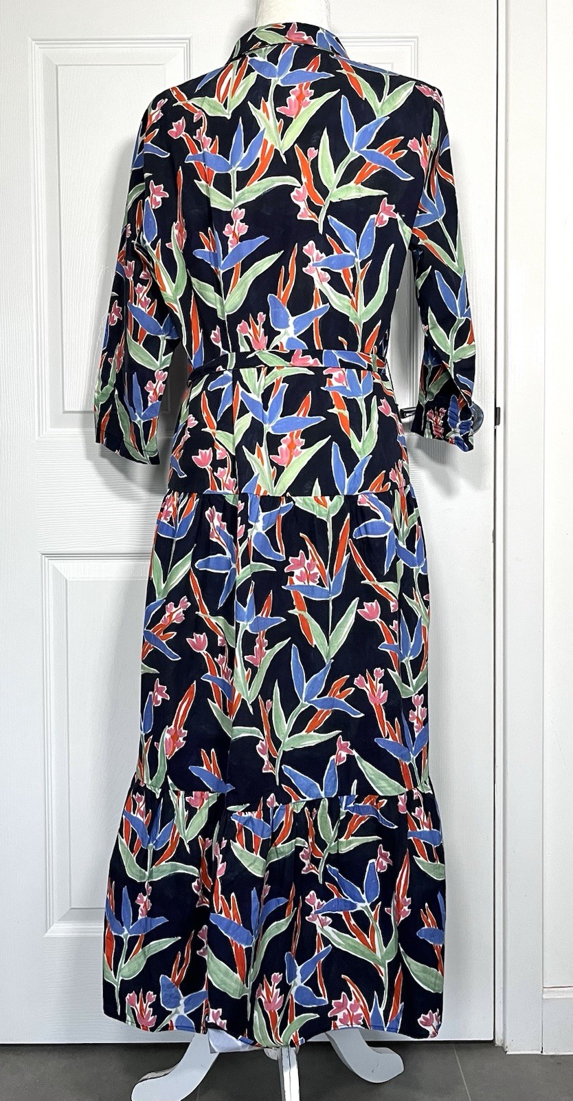 Baukjen Floral Shirt Dress With Belt Organic Cotton Button Size UK 14
