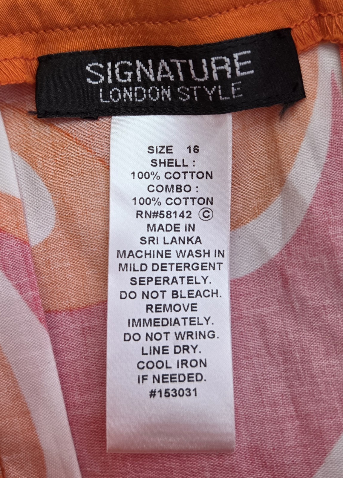 *NEW w/Tags Signature London Style Orange Pink White Sun Dress Size 16 Floral