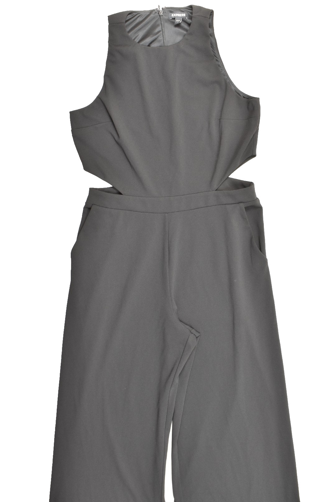 Express Women Size L Black Sleeveless Cutout Wide Leg Jumpsuit Evening Cocktail