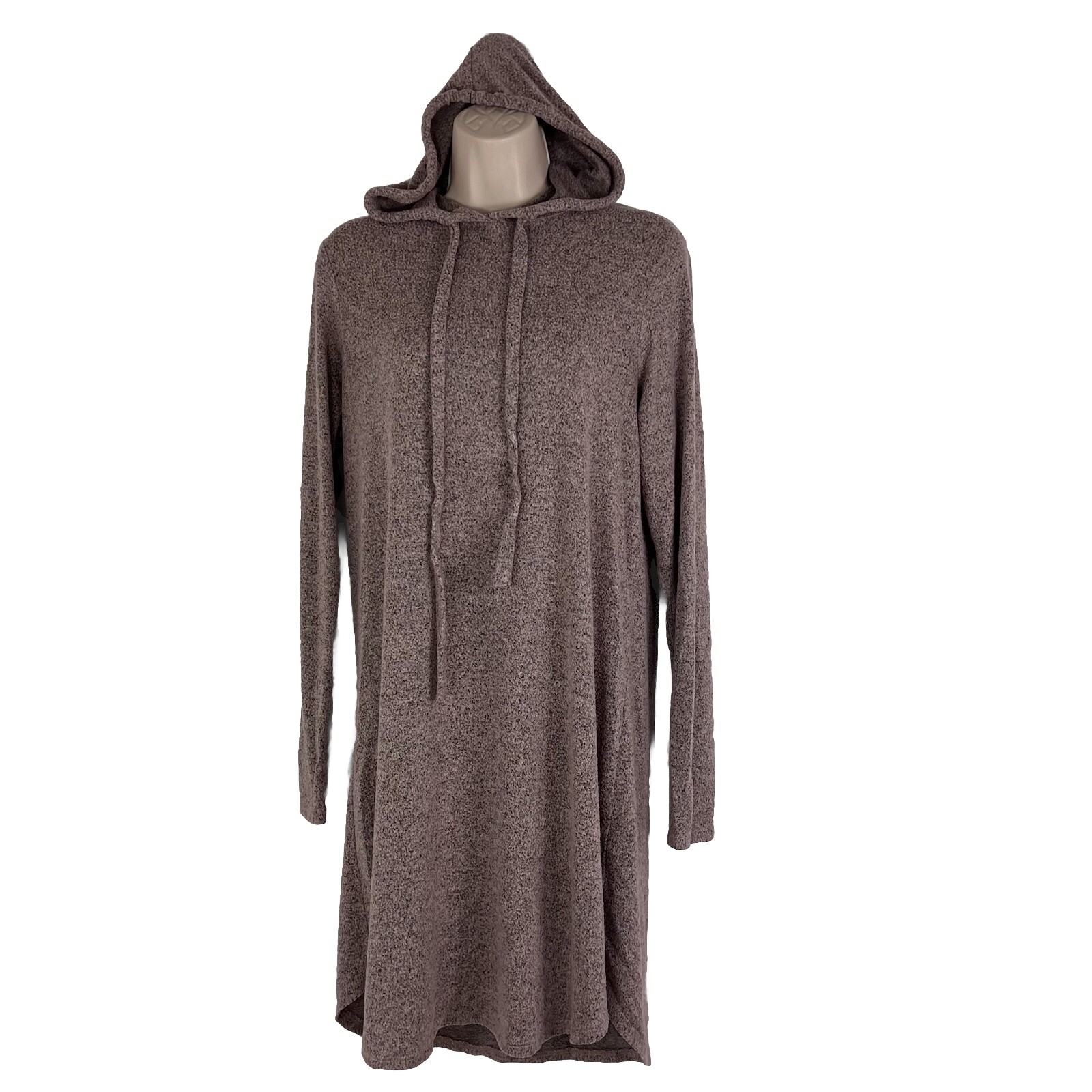 C Sweater Dress Women’s Medium Hooded Shift Knee Length Long Sleeve Knit
