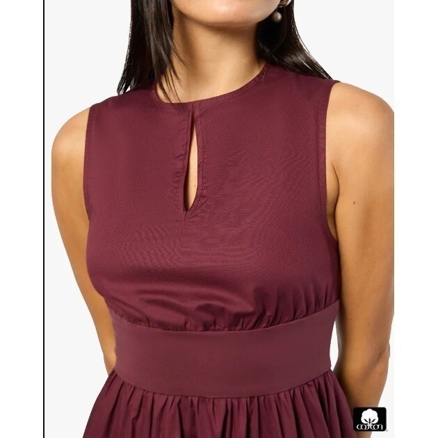 WeWoreWhat Revolve S Cotton Keyhole Midi Dress Sleeveless Eggplant Maroon NEW