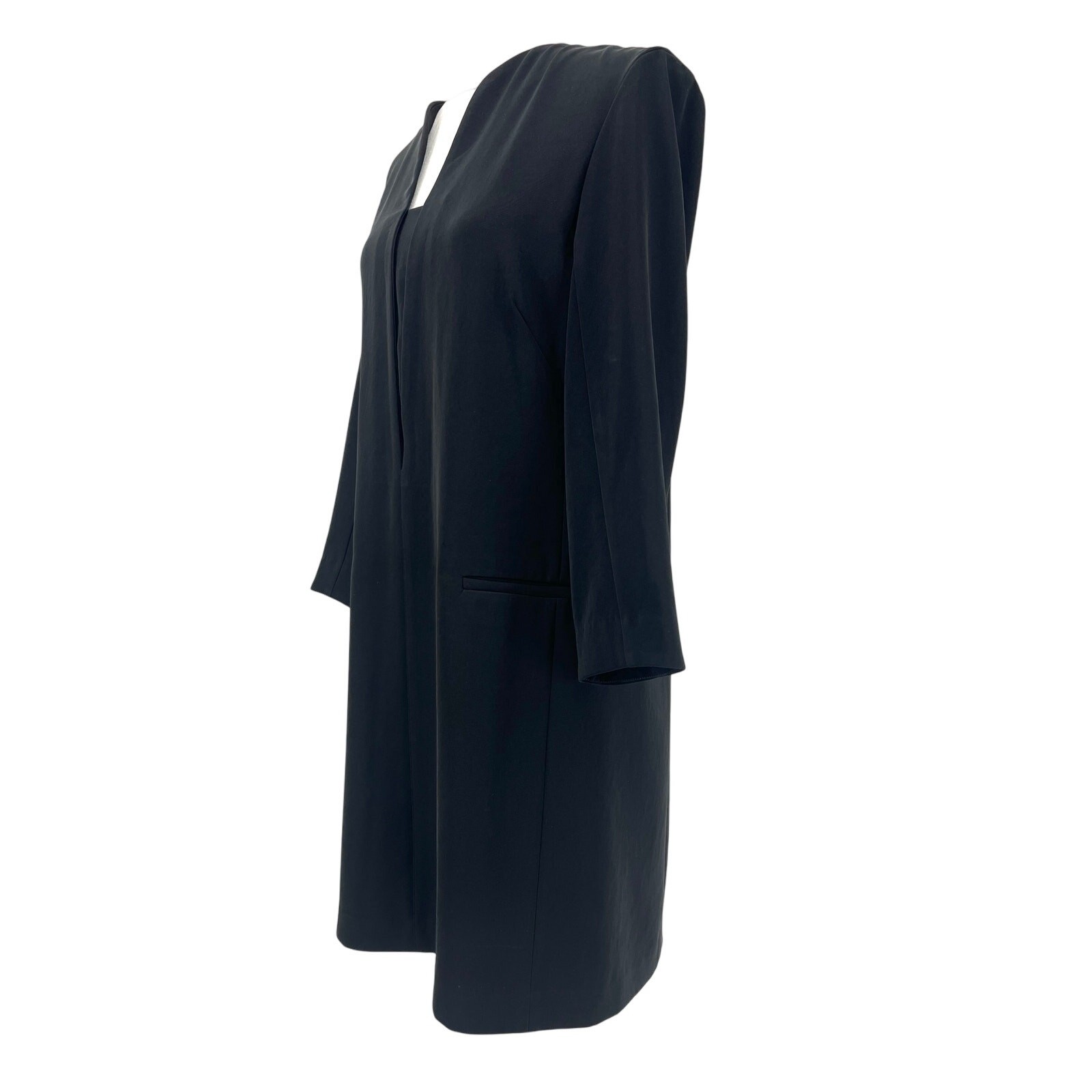 MM LaFleur Alice Black Tuxedo Shift Dress Long Sleeve Lined (8)