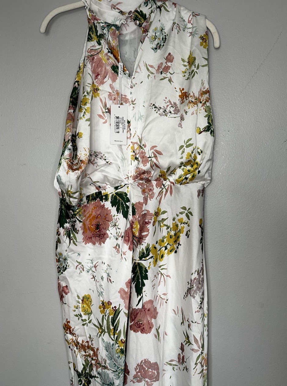 Petal and Pup Floral Satin High Neck Sleeveless Dress size L