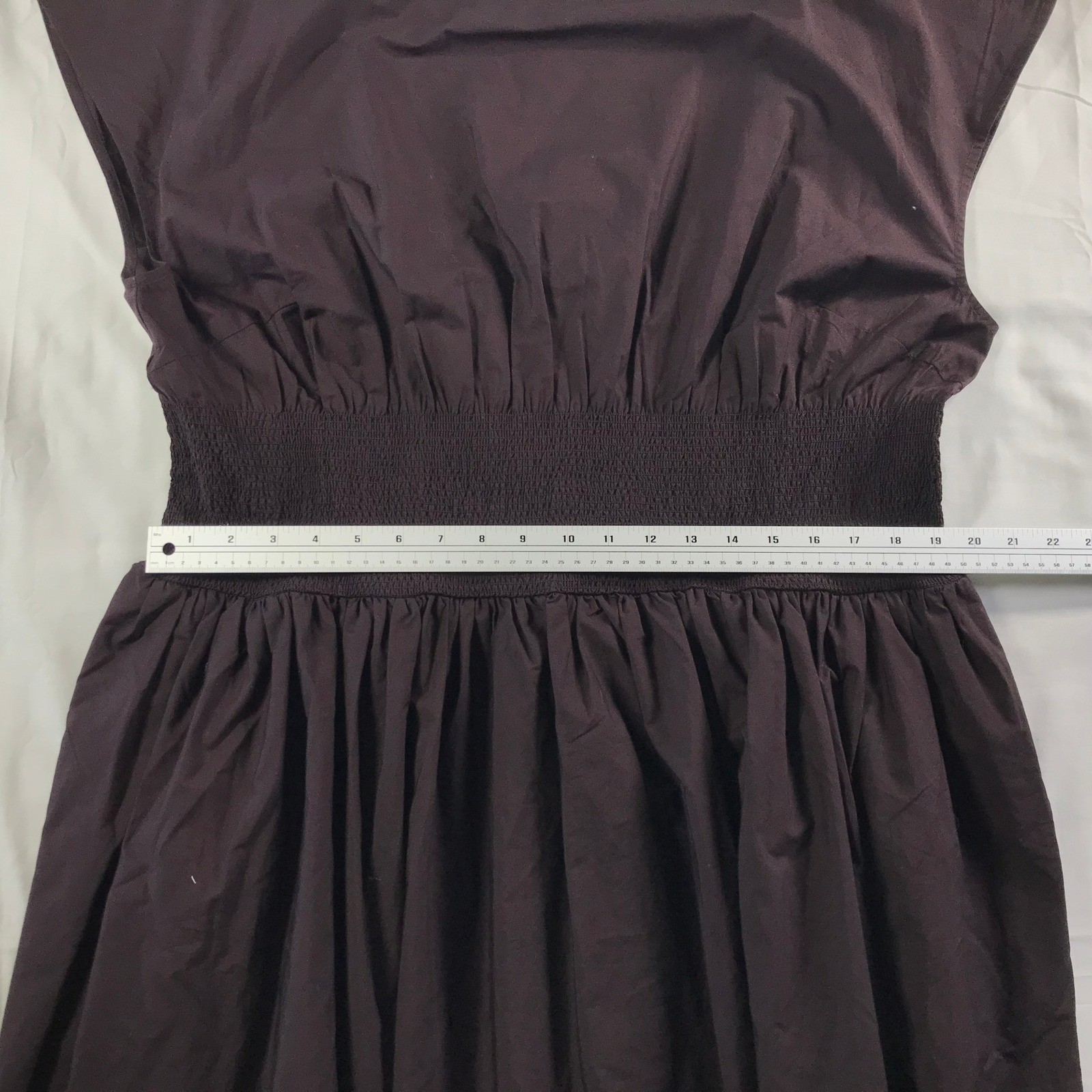 J.Crew Brown Cotton Eyelet Smocked Waist Midi Dress Plus Size 2X Cap Sleeve