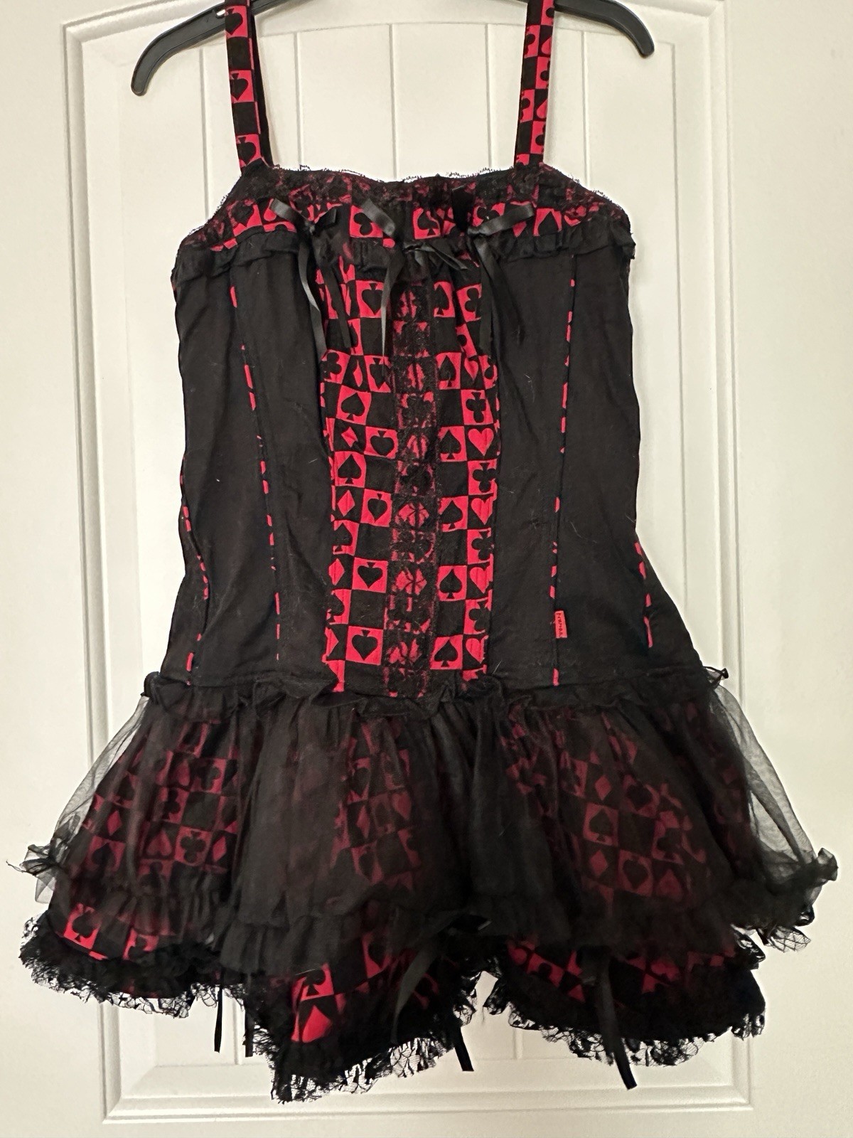 TRIPP NYC Daang Goodman Corset Tutu Pleated Gothic Blk/Red Card Suits Dress Sz L