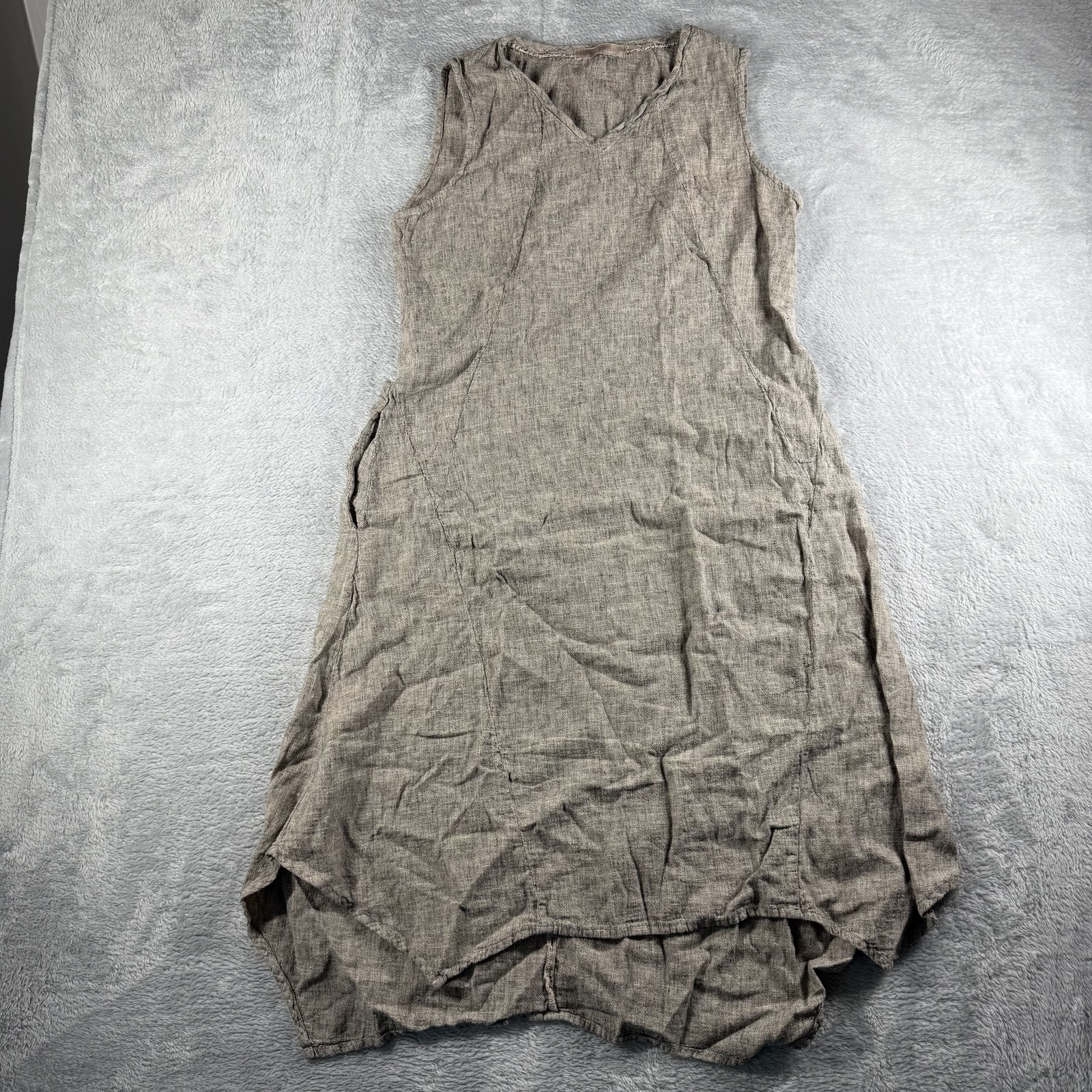 Cut Loose Dress Womens Small Linen Sleeveless Asymmetrical Lagenlook Pockets USA