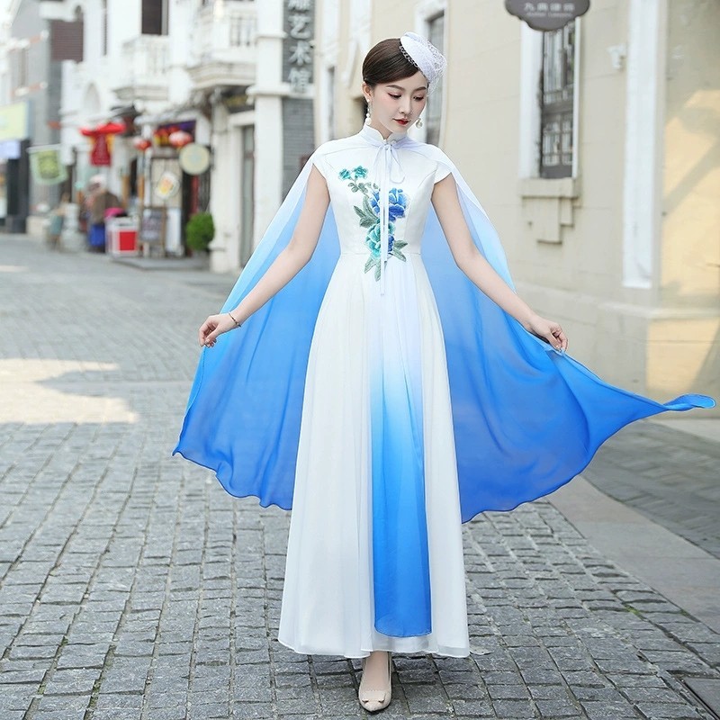 Women Long Qipao Dress Chinese Traditional Cheongsam Lady Evening Party Gowns
