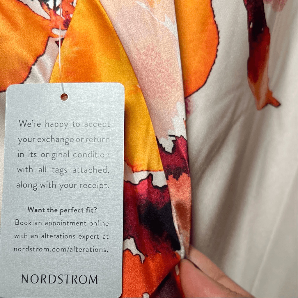 NWT Socialite Satin White Orange Floral Print Cowl Neck Midi Slip Dress XL