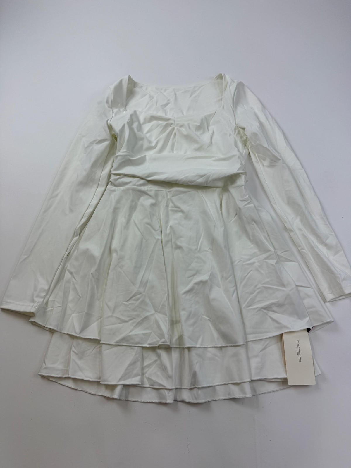 IWD BRAND Dress Womens Medium White Long Sleeve Square Neck Layered Fit & Flare