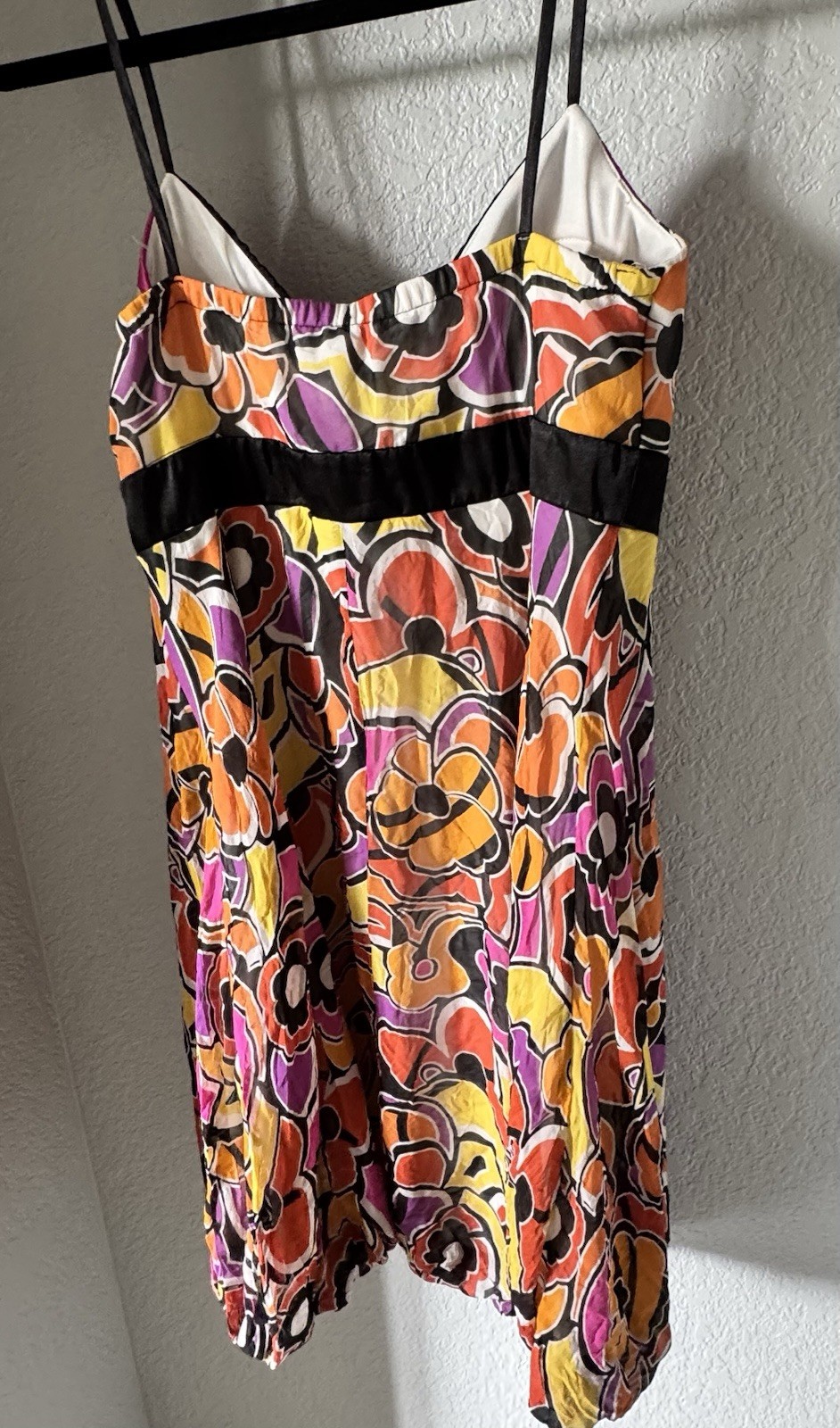 Sangria 100% Silk Dress Floral Multicolor V-Neck Spaghetti Strap Size 8