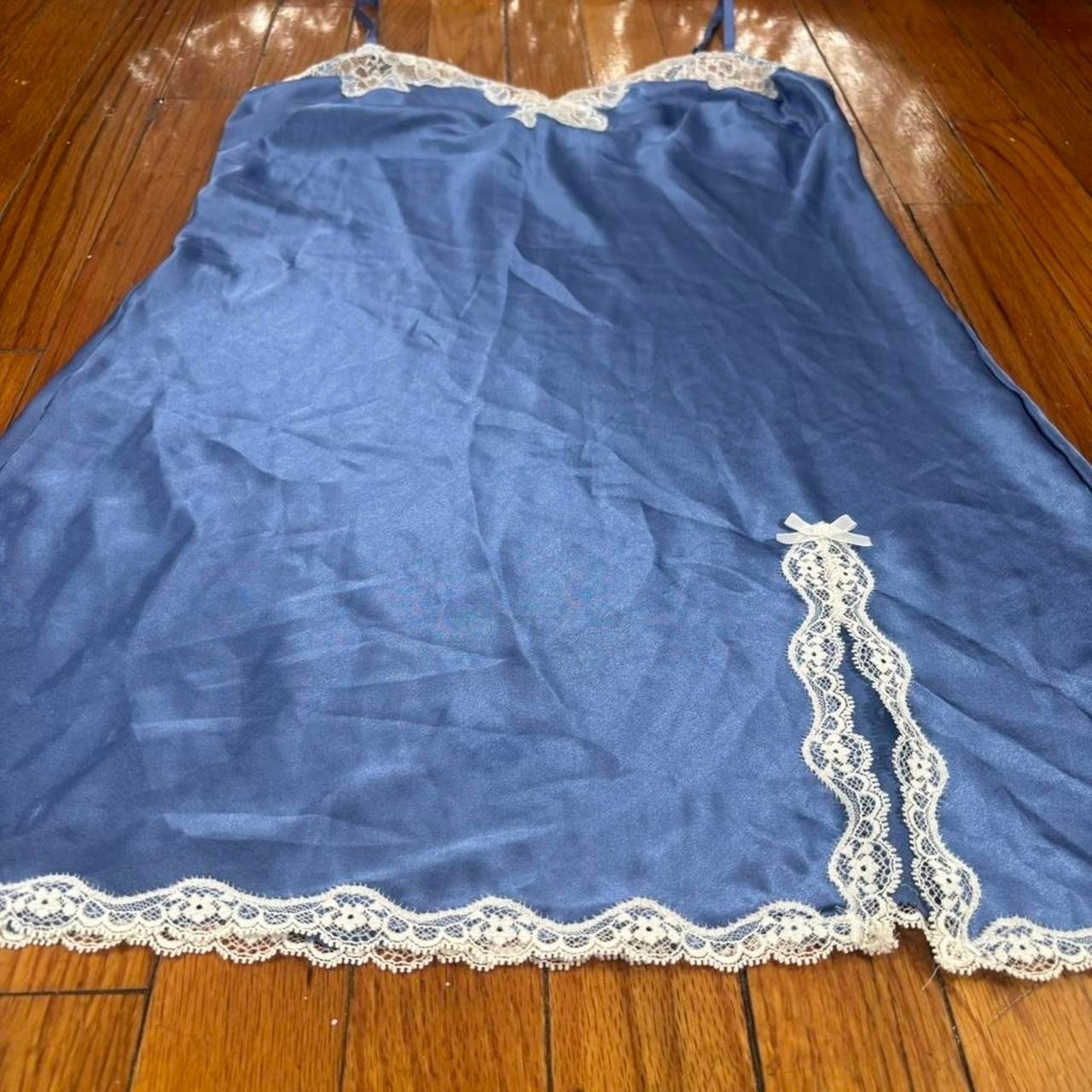 Victoria’s Secret light blue lace slip dress white lace size M