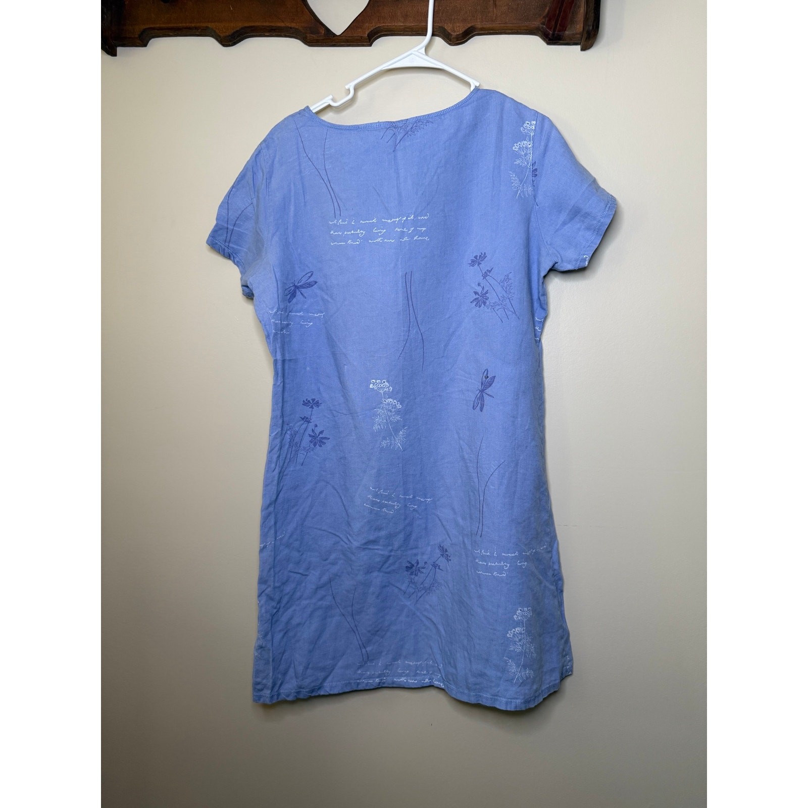 Portrait by Northern Isles 100% Pure Linen Blue Floral Dress Women’s 12