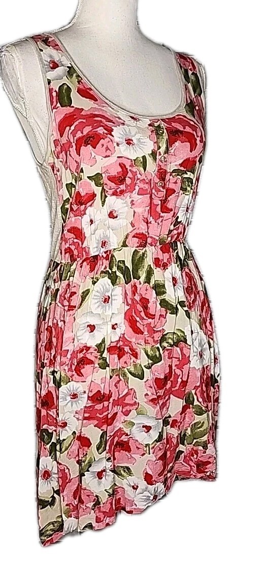 •Ambiance Apparel Junior’s Sleeveless Floral A-Line Short Dress Large Multicolor