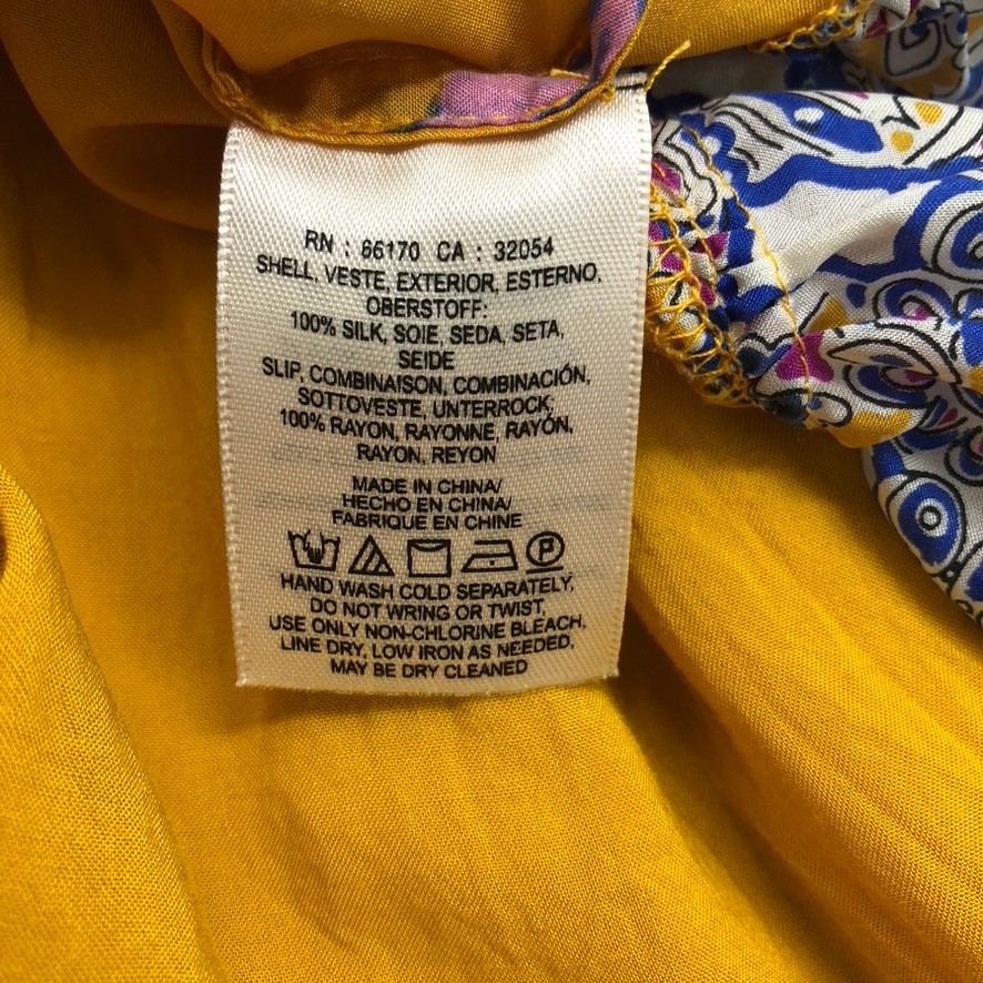 Anthropologie Vanessa Virginia Rainforest Silk Dress Size XS Yellow Floral
