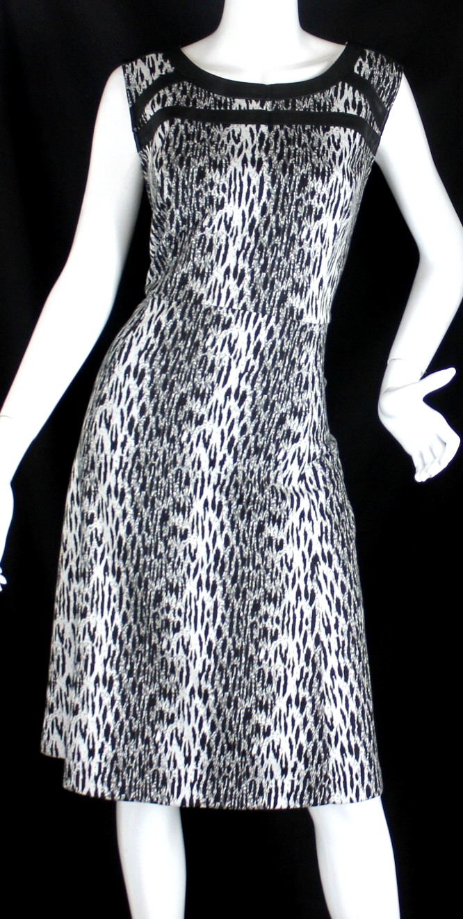 {LANE BRYANT} Dress A-Line Sz. 18 Black/White/Gray Animal Print Stretch Zip