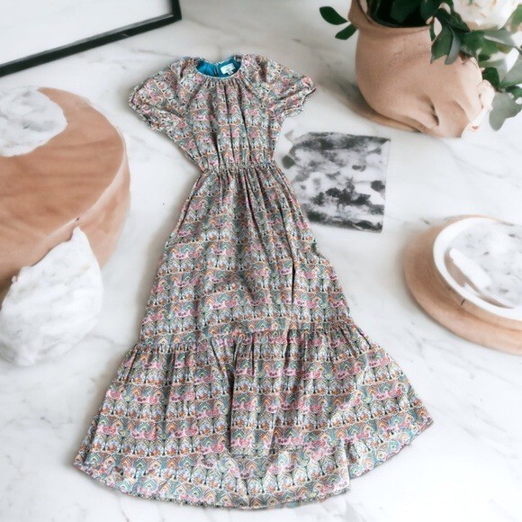 J.Crew Side Cutout Organic Cotton Midi Dress Size 2 Liberty Giorgia Duke Fabric