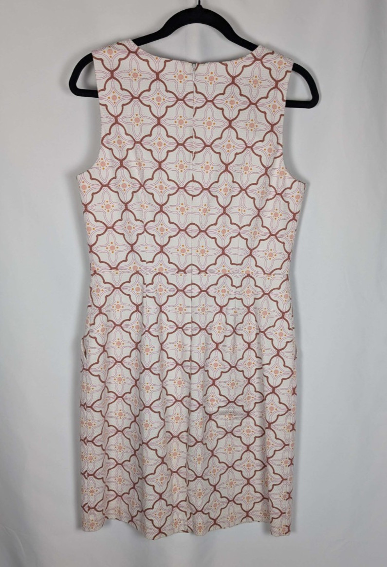Boden Talia Ivory Patterned Sheath Dress Women’s Size 6R Lined EUC