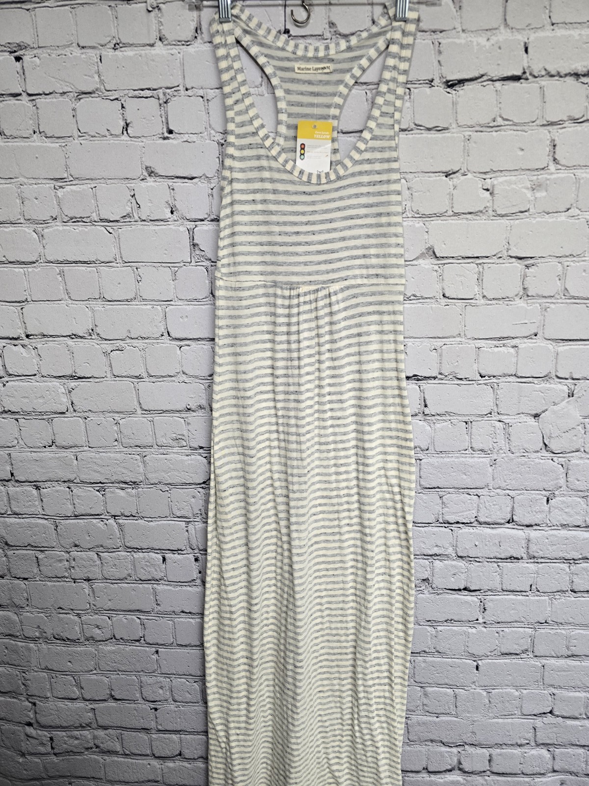 Marine Layer Supima Cotton Racerback Maxi Dress M Striped Stretch Minimalist NEW