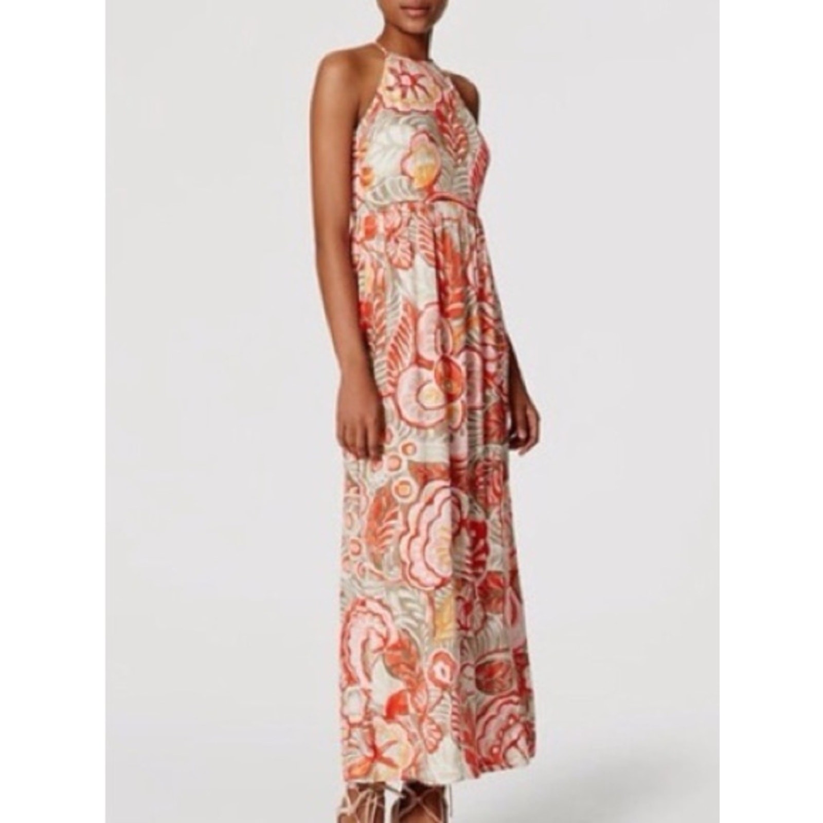 NWT Ann Taylor LOFT Floral Print Maxi Dress Size 4 Tropical Boho Summer Dress
