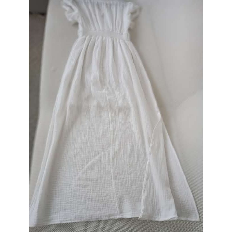 NWT Parisian White 100% Cotton Gauze Coastal Boho Maxi Dress M Paris Designer