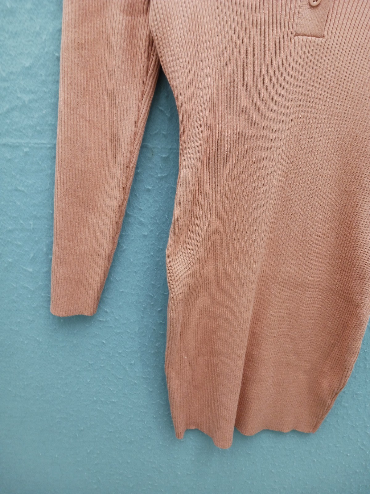 Unknown Women Sweater Dress Brown Viscose Blend Long Sleeve Collared Ribbed