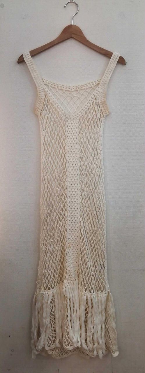 AMERI fringe key knitting dress WHT with stains Used