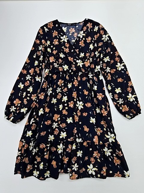 SHEIN Women’s Blue Floral Fit & Flare Tie Waist Dress Size EU38 Regular Used