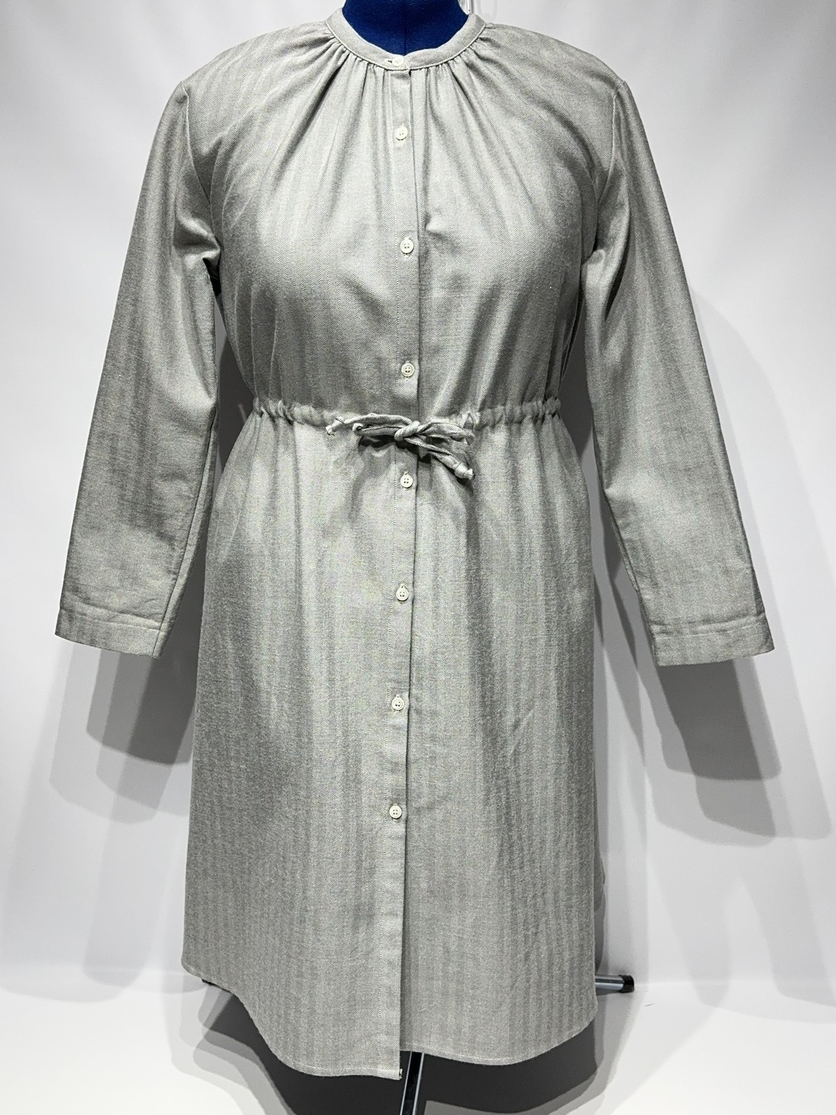 Gallego Desportes Gray Wool Oversized Victorian Style Long Sleeve Dress Women M