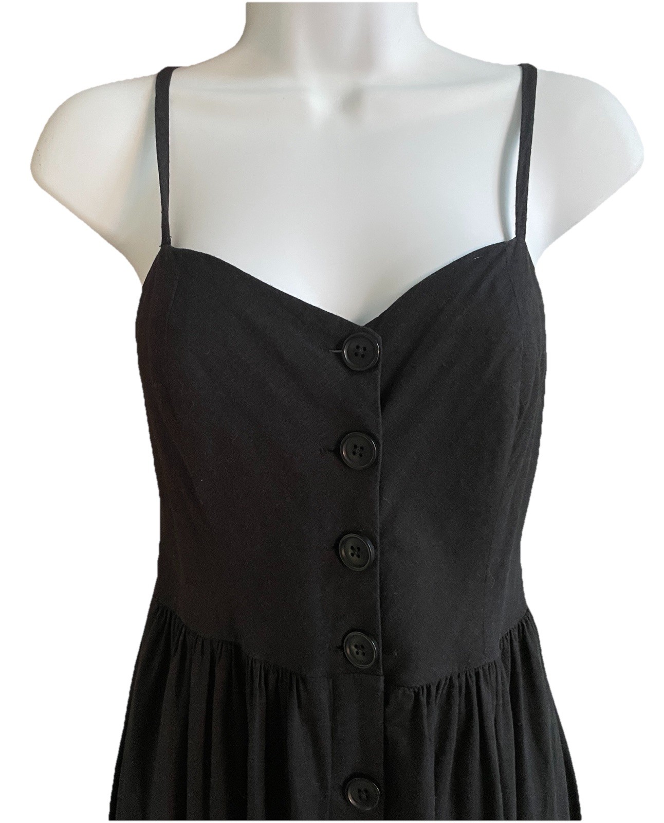 Urban Outfitters Cooperative Button-Front Poplin Midi Dress Small S Black EUC