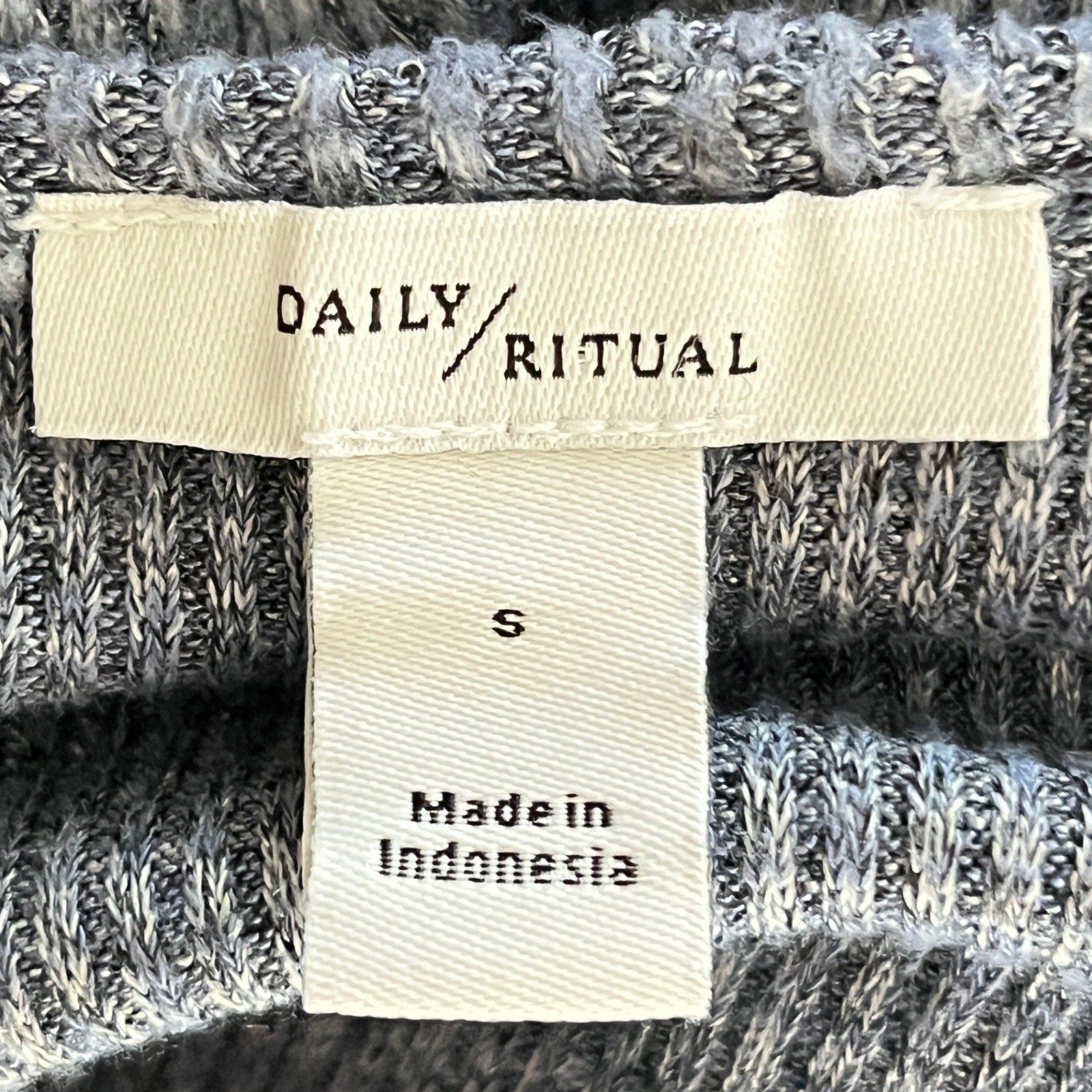 Daily Ritual Ribbed Knit Sleeveless Midi Dress Gray Tiered Hem Size S