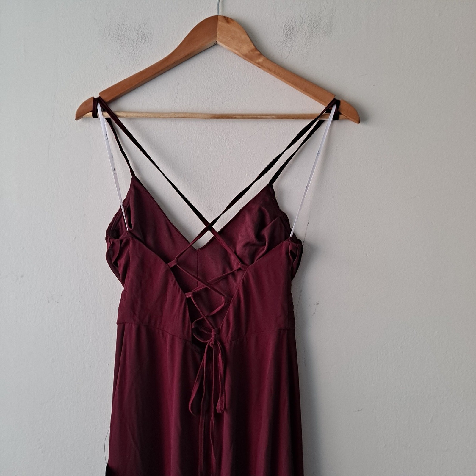Lulus Event Ready Dress Backless Lace-Up Maxi A-Line Burgundy Women’s Size S