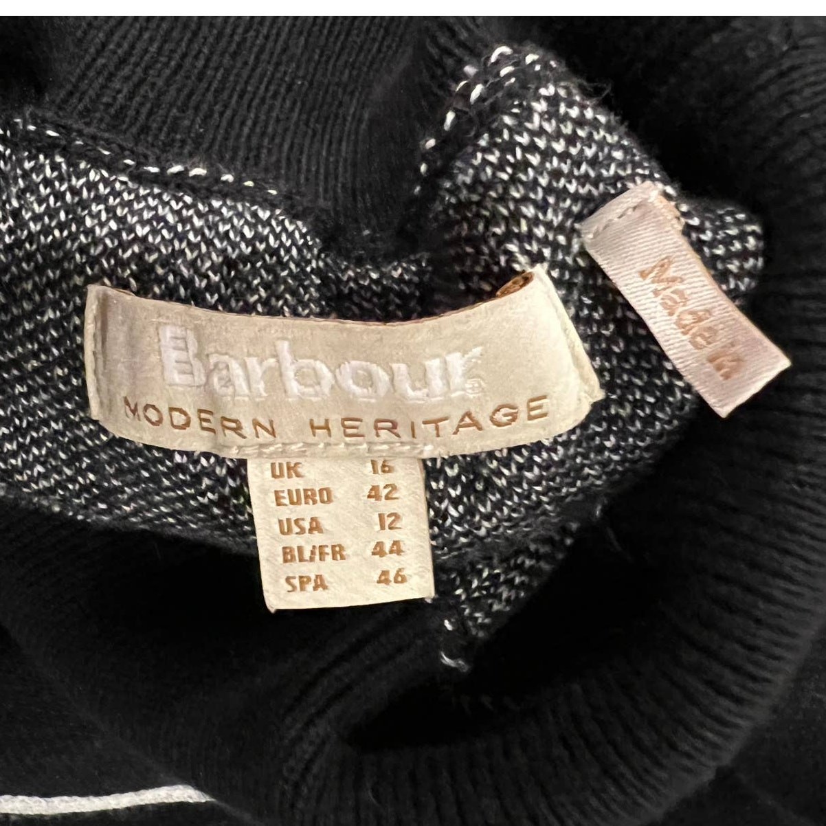 Barbour Aldora Windowpane Long Sleeve Cotton Blend Sweater Dress (US/12)