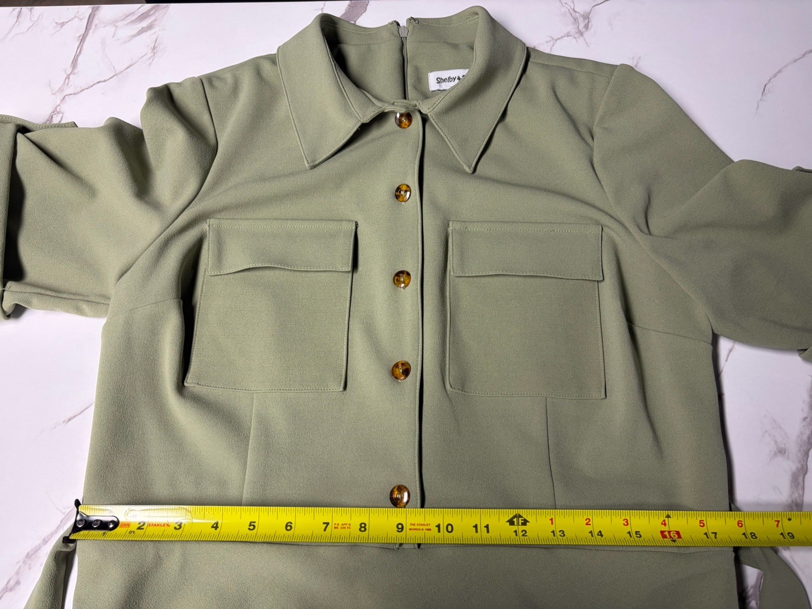 Shelby & Palmer Sage Green Utility Safari Midi Dress 16 Work Office Casual NWT