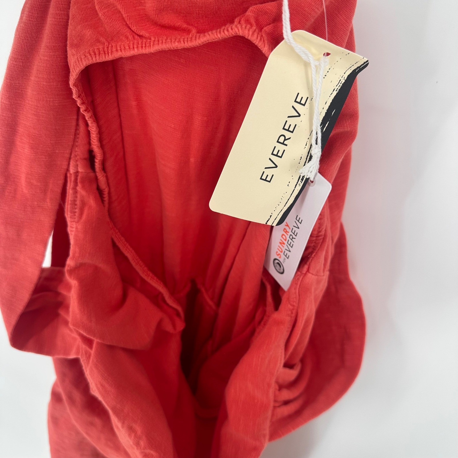 Sundry for Evereve Square Neck Ruched Dress Pigment Electric Red Size S NEW