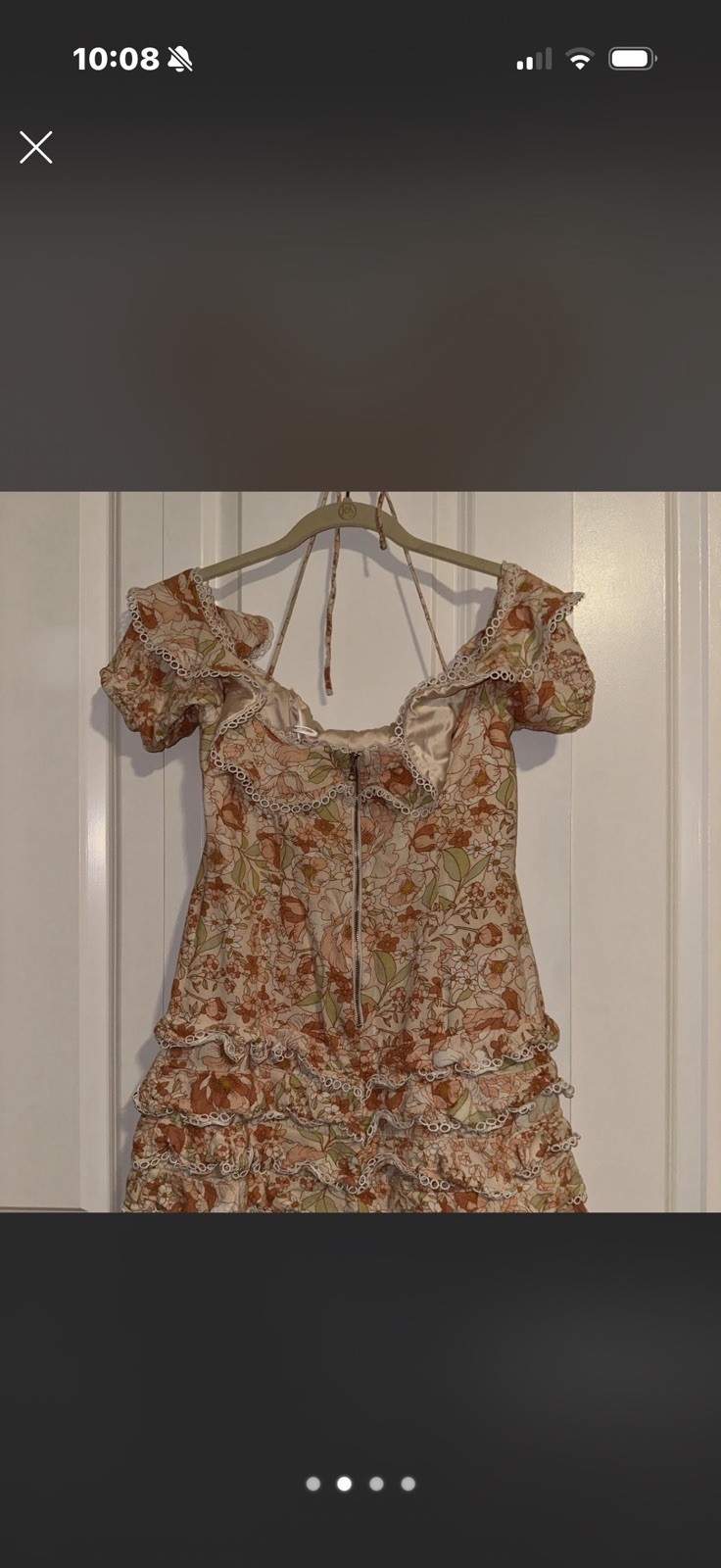 Bardot Floral Mini Dress Square Neck Puff Sleeve Ruffle, Size M