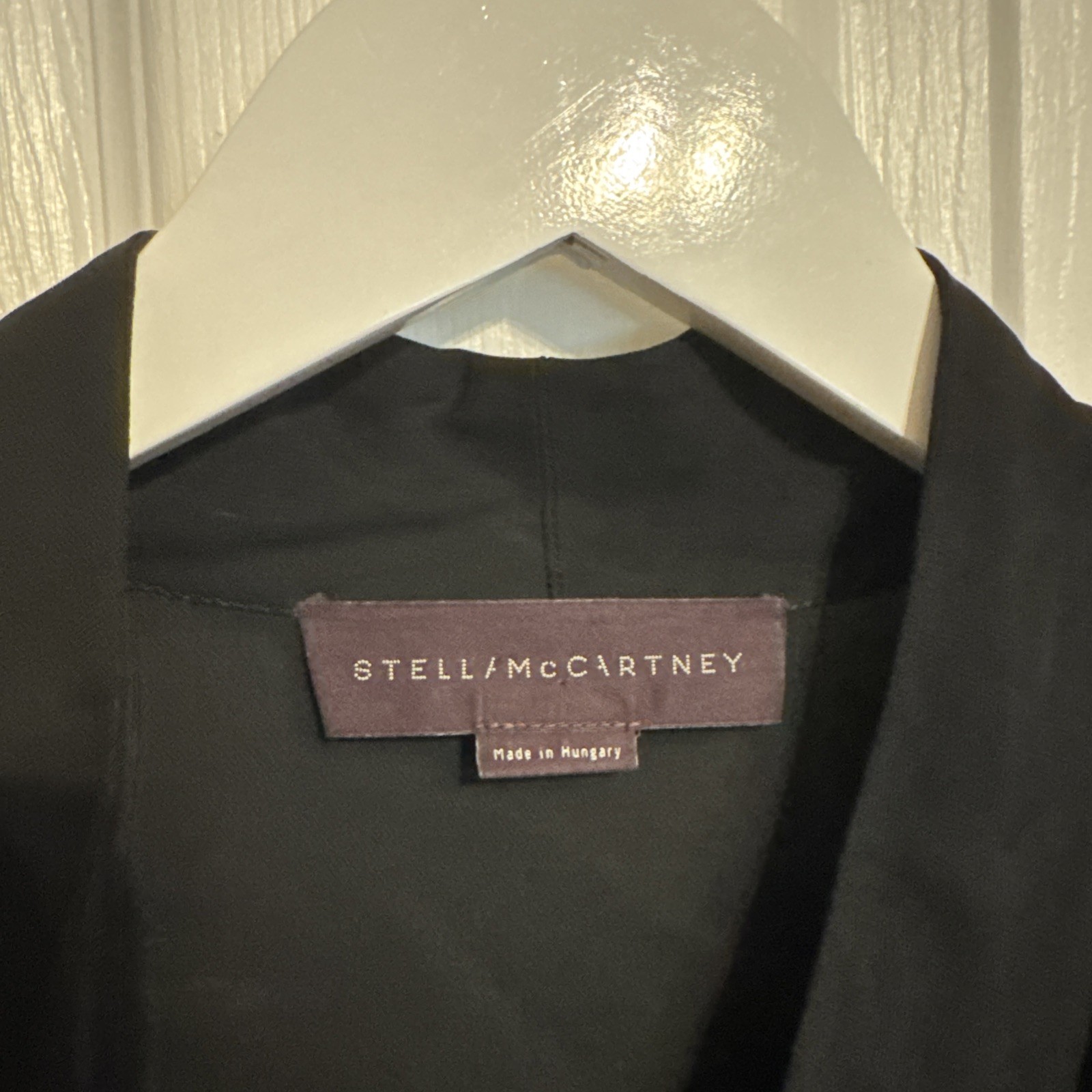 Stella McCartney Black Mini Dress Pleat Front V Neck Size 38 Short Sleeve