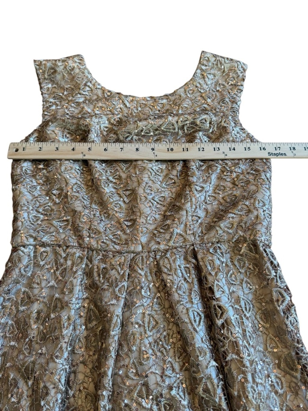 Decode 1.8 Gold Sequin Lace Sleeveless Cocktail Dress Size 8