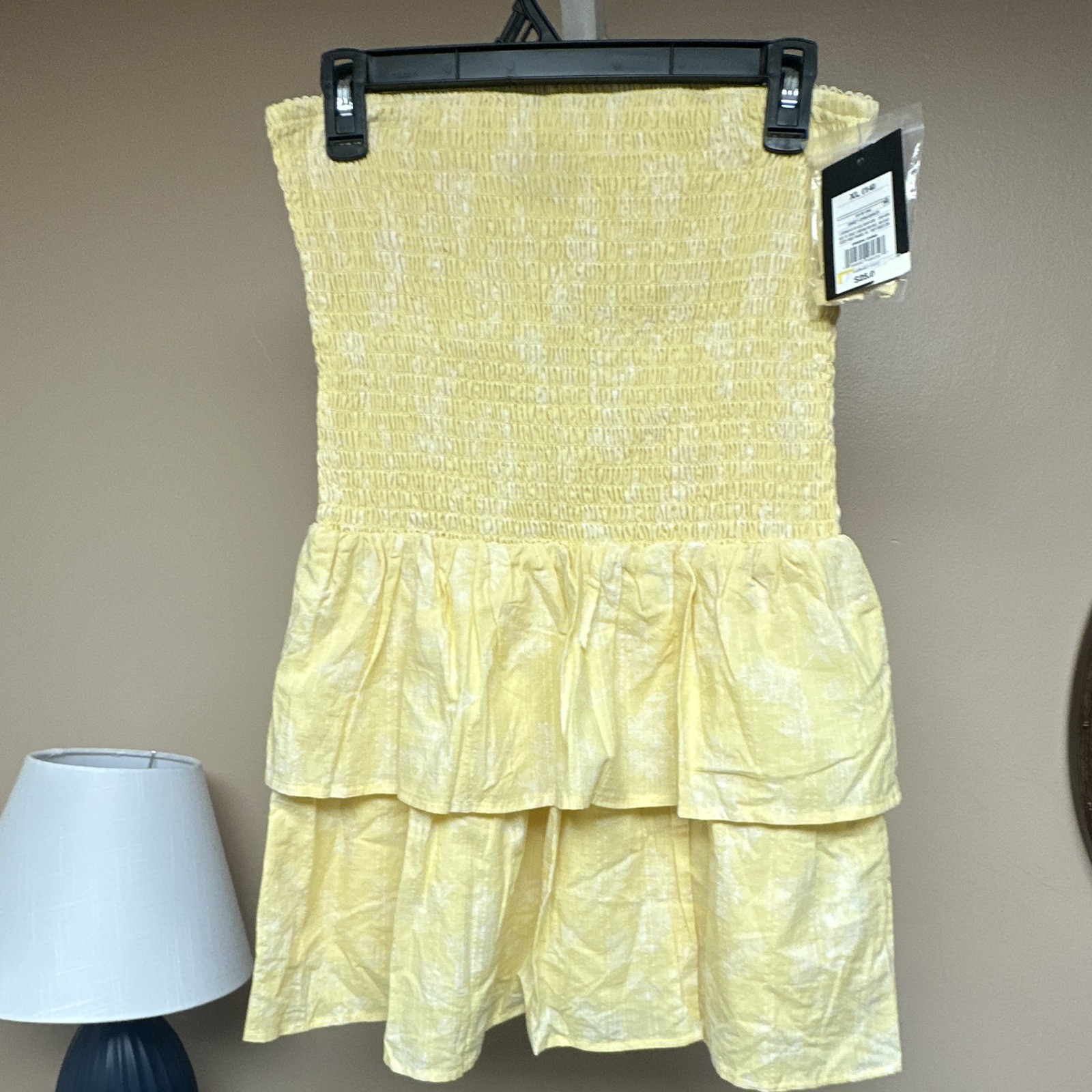 art class Yellow Smocked Strapless Ruffle Mini Sundress Chambray Cotton XXL