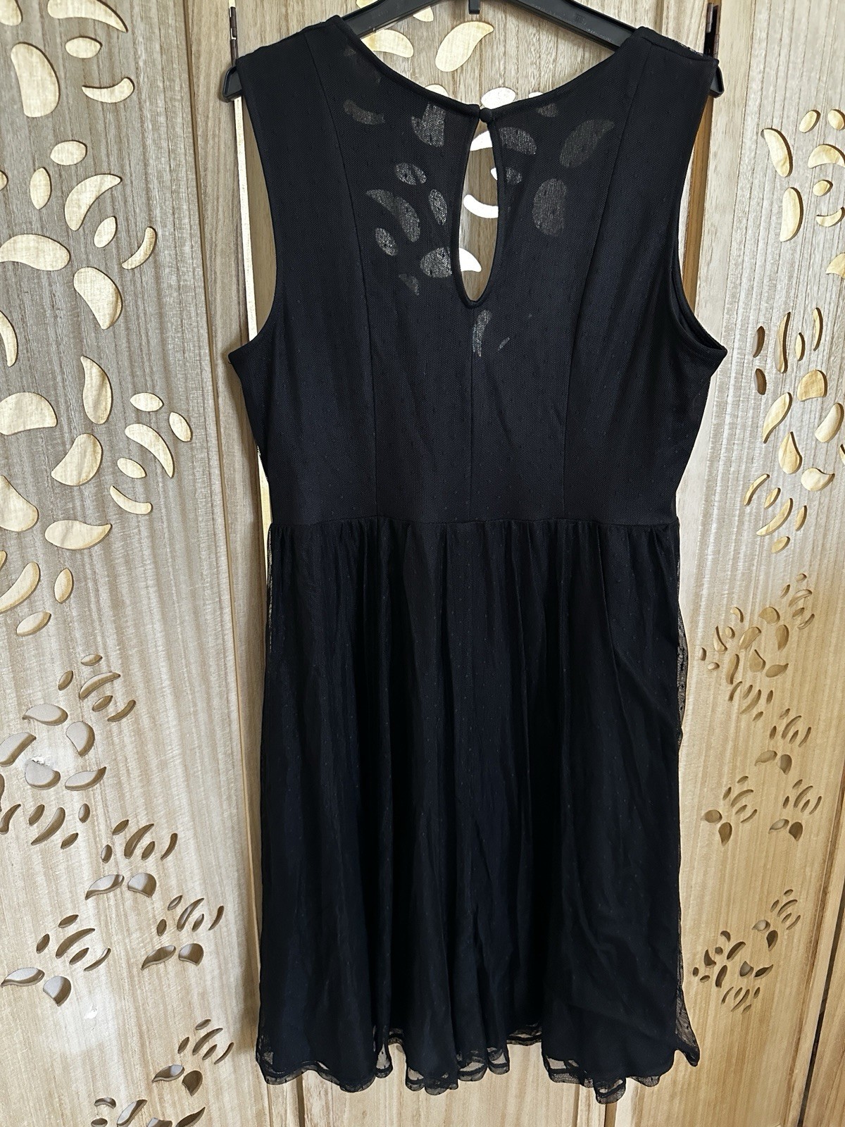 Torrid (1) Black Retro Chic Flock Dot Mesh Fit & Flare Swing Dress, XL 14-16