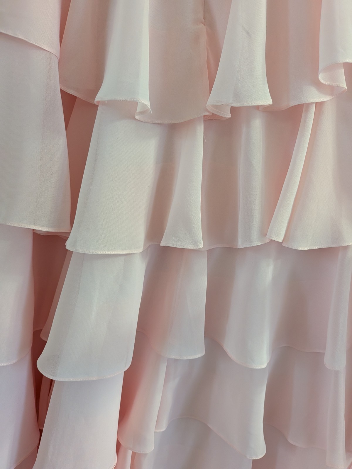Stacees Formal NWT Blushing Pink Ruffle Floor Length Dress Size US4 Wedding Prom
